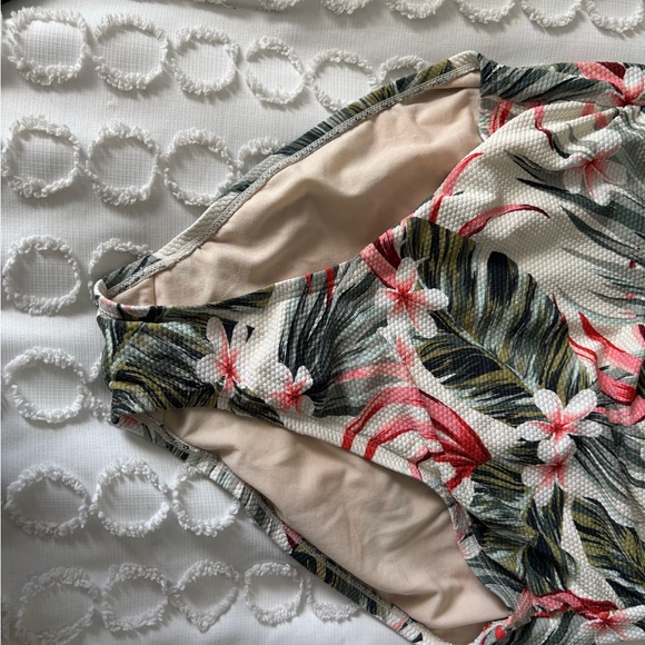 Kona Sol Tropical Floral One Piece Swimsuit - Green, Red, White - Picture 3 of 6